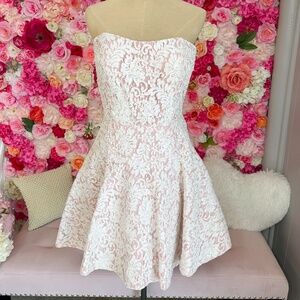 Jovani | Pink Lace Mini Dress